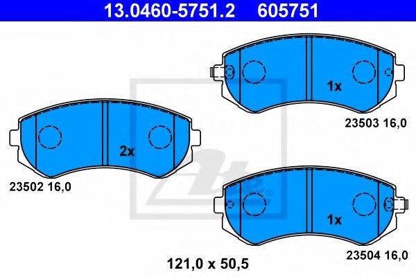 Комплект тормозных колодок, дисковый тормоз ATE 13.0460-5751.2