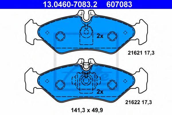 Комплект тормозных колодок, дисковый тормоз ATE 13.0460-7083.2