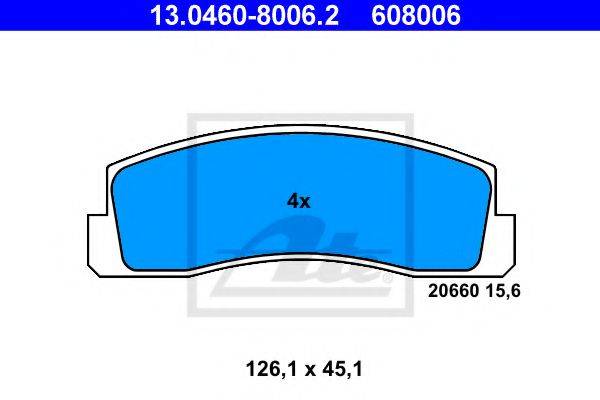 Комплект тормозных колодок, дисковый тормоз ATE 13.0460-8006.2