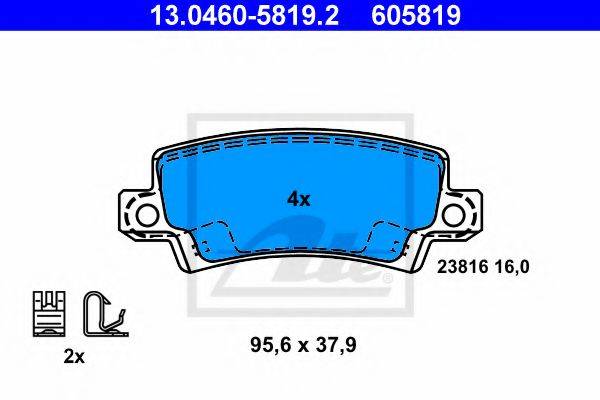 Комплект тормозных колодок, дисковый тормоз ATE 13.0460-5819.2
