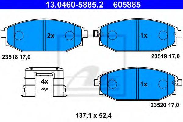 Комплект тормозных колодок, дисковый тормоз ATE 13.0460-5885.2