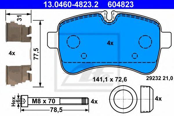 Комплект тормозных колодок, дисковый тормоз ATE 13.0460-4823.2