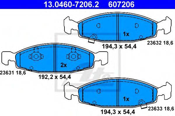 Комплект тормозных колодок, дисковый тормоз ATE 13.0460-7206.2