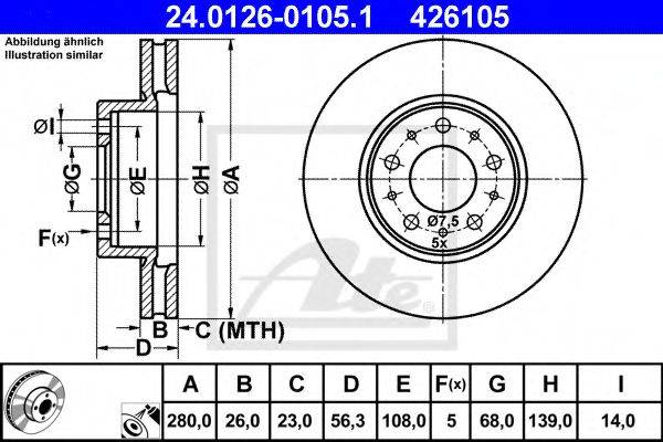 Тормозной диск ATE 24.0126-0105.1