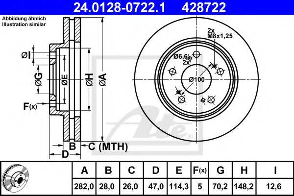 Тормозной диск ATE 24.0128-0722.1