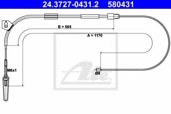 Трос, стояночная тормозная система ATE 24.3727-0431.2
