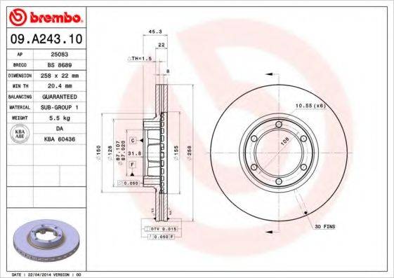 Тормозной диск BREMBO 09.A243.10