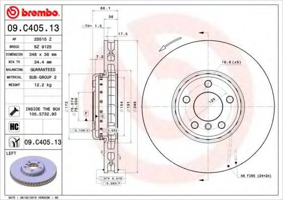 Тормозной диск BREMBO 09.C405.13