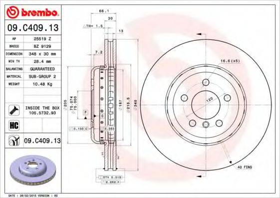 Тормозной диск BREMBO 09.C409.13